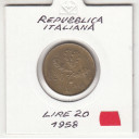 1958 Lire 20 Conservazione Spl / FDC Italia